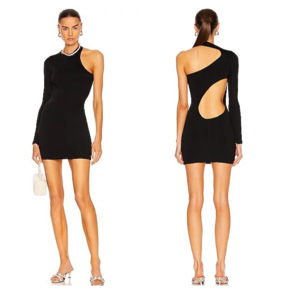 NWOT Aya Muse Garnet Dress Black One Sleeve Size XS